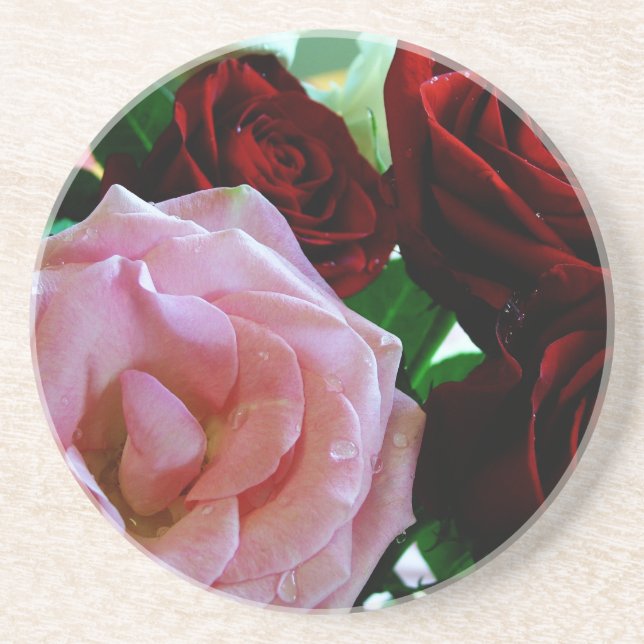 rosa och röda rosblommor underlägg sandsten (Framsidan)