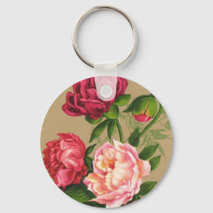 Rosa och röda rosor målning nyckelring
