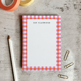 Rosa och röda rutiga personliga post-it block