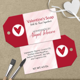 💖 Rosa och röda valentin söppar Presentetikett