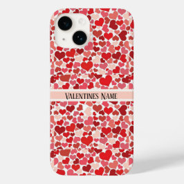 Rosa och röda valentines day-hjärtan iphone case