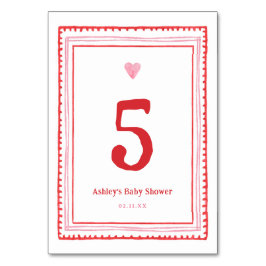 Rosa och röda Valentineser Heart Party Bordsnummer