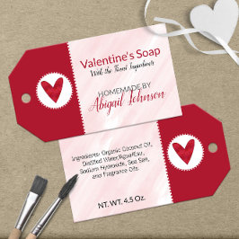 💖 Rosa och röda valentinsdagstvål Presentetikett