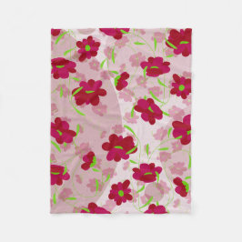 Rosa och rödblommor - Fleece Blanket