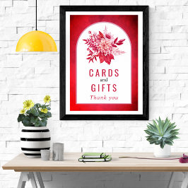 Rosa och rödblommor och löv bröllop poster