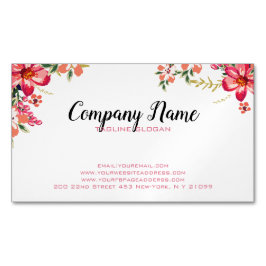 Rosa och rödblommor visitkortmagnet