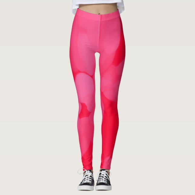 Rosa och rödfärgning leggings (Framsida)