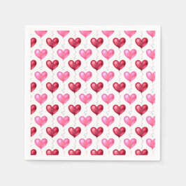 Rosa och rödhjärtans Alla hjärtans dag Kärlek Pappersservett
