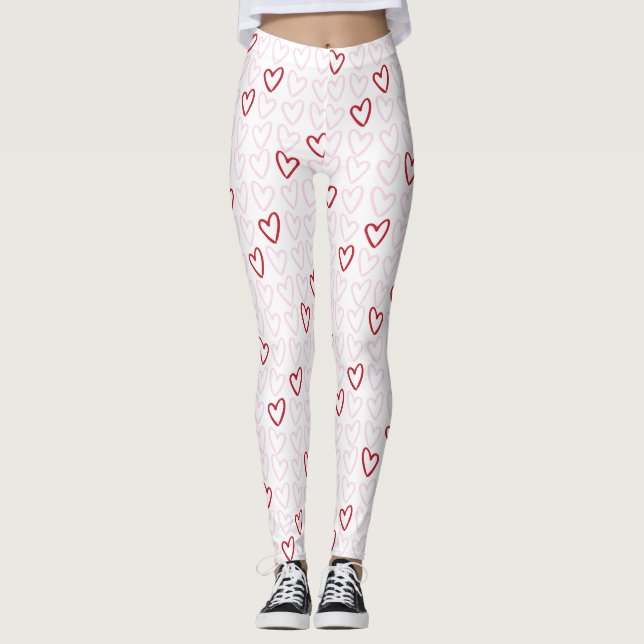 Rosa och rödhjärter Kvinnors förband Leggings (Framsida)