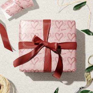 Rosa och rödhjärter Mönster Alla hjärtans dag Presentpapper