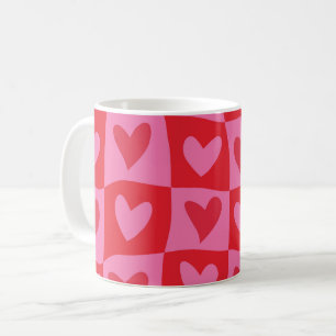 Rosa och rödhjärter Mönster Kaffemugg