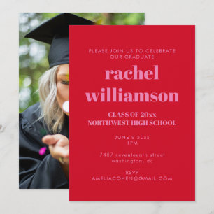 Rosa- och rödklass 2024 Foto-Studentfest Inbjudningar