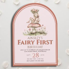 Rosa och rödmjölk första arken första födelsedag P Inbjudningar