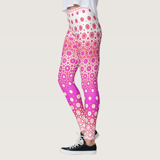 Rosa och rödmosaik leggings (Vänster)