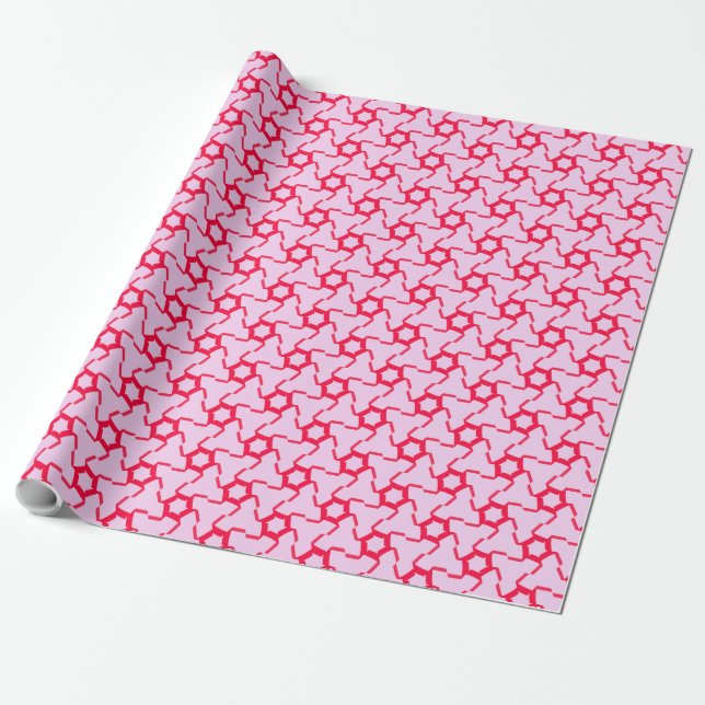 Rosa och rödmosaik presentpapper (Utrullad)