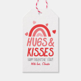 Rosa och rödregnbåge Hjärtar Alla hjärtans dag Presentetikett