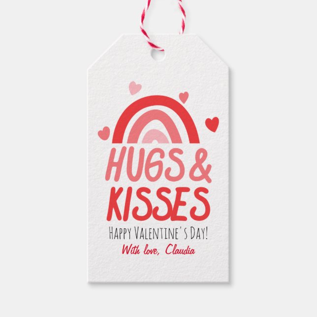 Rosa och rödregnbåge Hjärtar Alla hjärtans dag Presentetikett (Framsidan)