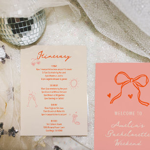 Rosa och rödsketch Bachelorette Helg Itinerary Inbjudningar