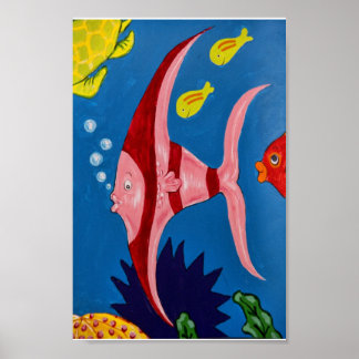 Rosa och rödtropisk fisk poster