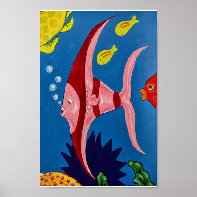 Rosa och rödtropisk fisk poster (Framsidan)