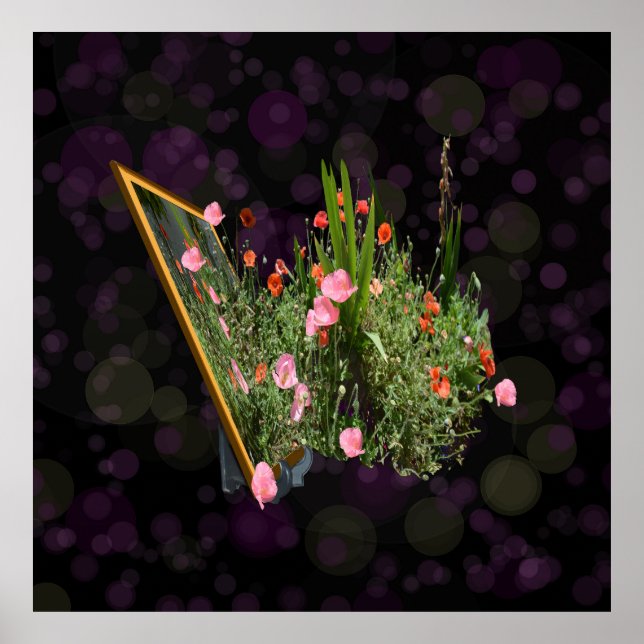 Rosa och rödvallmokonst. poster (Framsidan)