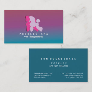 Rosa och Ros Pudel Par Affärs Kort