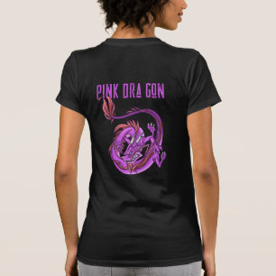 Rosa och Rosa Dra Gon - Tecknad Stil Dragon T Shirt