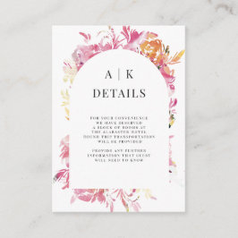 Rosa och rosaktiga detaljer i akvarell blomster va tilläggskort