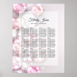 Rosa och Roséguld Ballonger Sittplan Poster