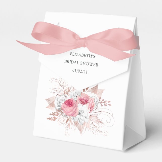 Rosa och Roséguld Blommig och Spets Bröllopsfest Presentaskar (Framsidan Sidan)