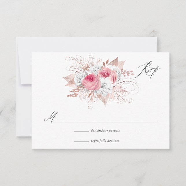 Rosa och roséguld blommor och spets OSA kort (Framsida)
