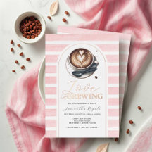 Rosa och roséguld kaffe bryllupsdusch tema