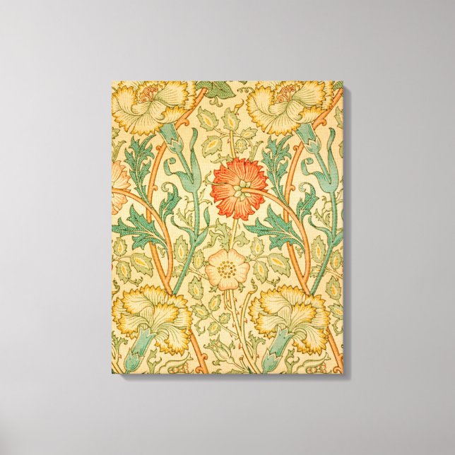 Rosa och Rosmönster (av William Morris) Canvastryck (Framsida)