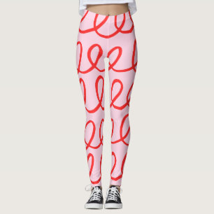 Rosa- och rött Abstrakt Leggings