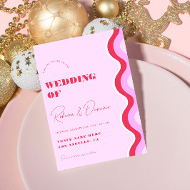 Rosa och rött allt i Bröllop Inbjudningar