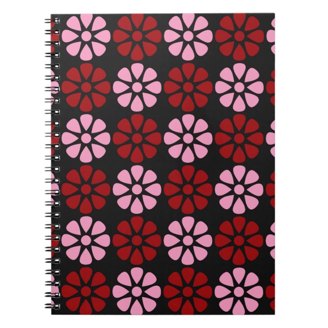 Rosa och rött blommönster anteckningsbok (Framsidan)