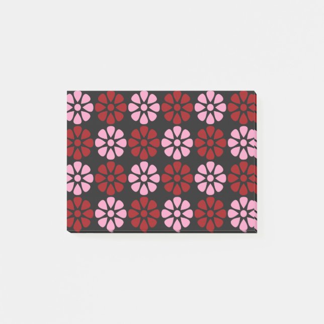 Rosa och rött blommönster post-it block (Framsida)