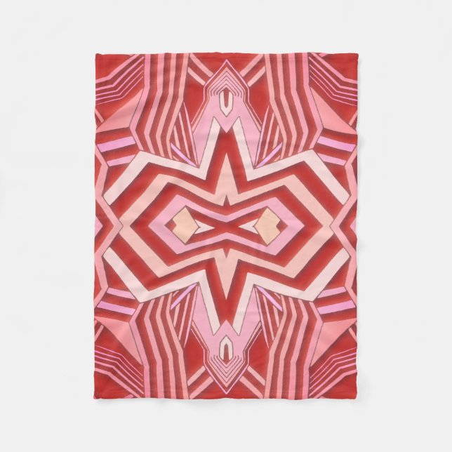 Rosa och rött geometriskt Mönster (justerbart färg Fleecefilt (Framsidan)