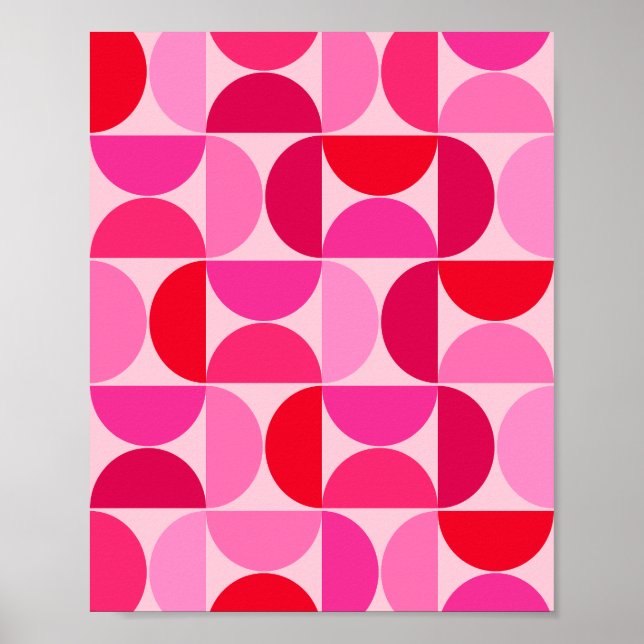 Rosa och rött i den moderna Abstrakten Mönster Poster (Framsidan)