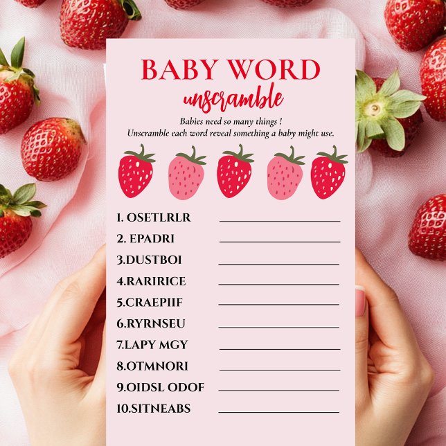 Rosa och rött jordgubbsspel Baby Ord Flygblad (Skapare uppladdad)