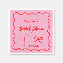 Rosa och rött retro Vågigt kapsvansknyppor Pappersservett