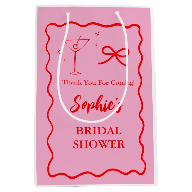 Rosa och rött retro vågigt martinibricka glas (Framsidan)