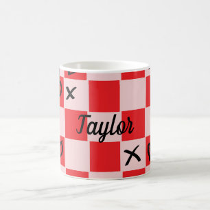Rosa och rött X- och O-stortå Kaffemugg