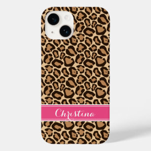 Rosa och rund leopard Skriv ut Monogram