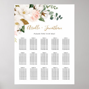 Rosa och sätesdiagram för vit Blommigt i Bröllop Poster