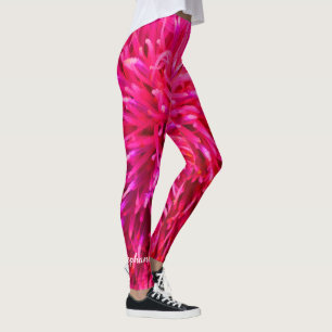 Rosa- och shock rosaabstrakt med personlignamn leggings
