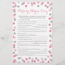 Rosa och Silver Baby Shower Nursery Rhyme Quiz