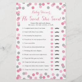 Rosa och Silver Baby Shower sa att hon sa att spel