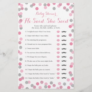 Rosa och Silver Baby Shower sa att hon sa att spel
