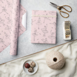 Rosa och silver ballerinamönster presentpapper
